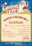 Santa Called Me Certificate